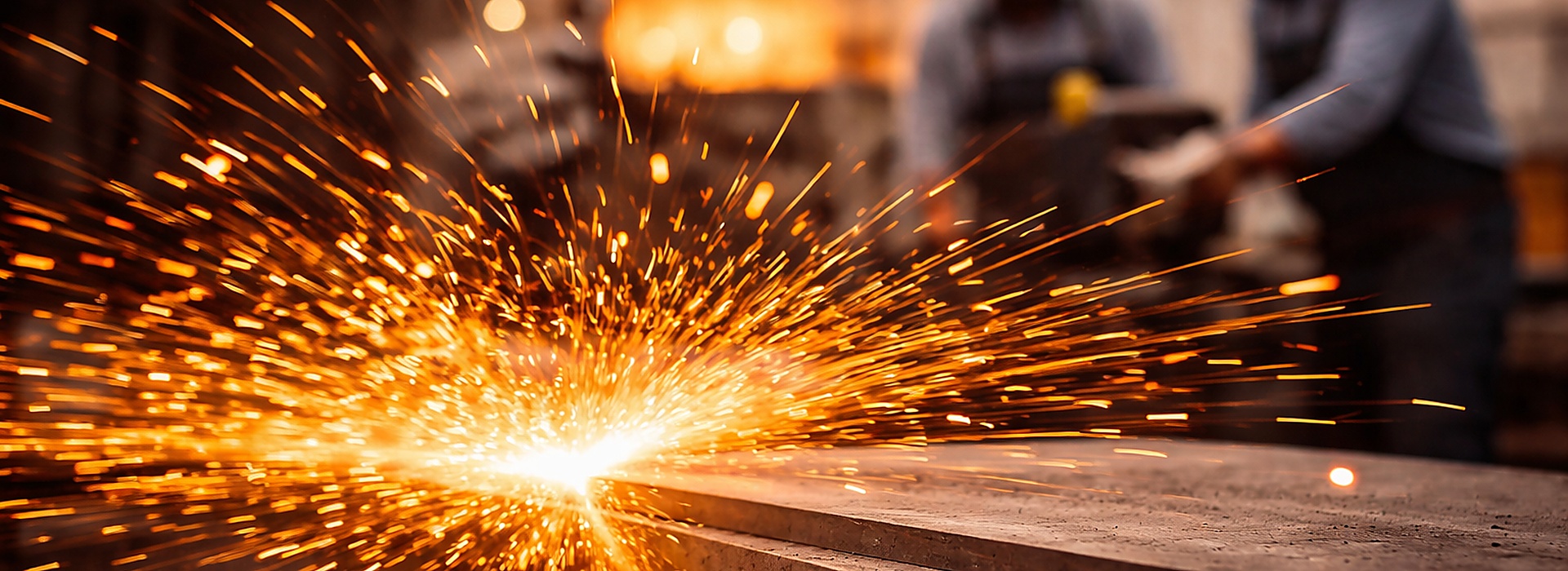Industrial welding sparks